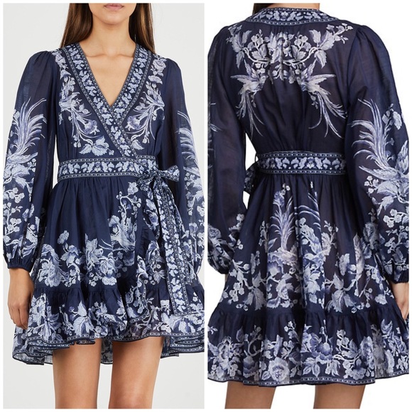 Blue Bird Aliane Frill Wrap Mini Dress 